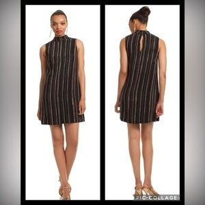 Trina Turk Cocktail Party Dress Sleeveless Black Silk Shift Colorful Beads 0 NWT